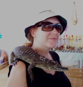 Foto con un cocodrilo del nilo