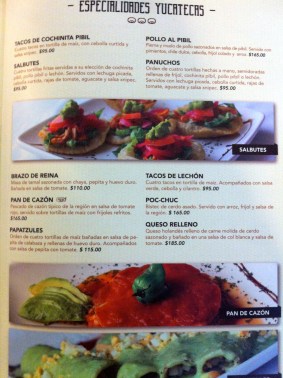 carta restaurante mérida